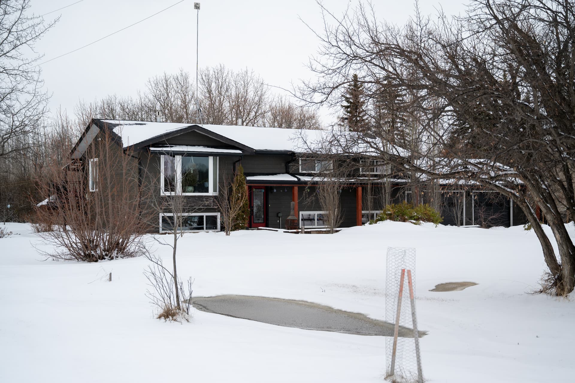 Winter exterior in the country acreage delivery demo